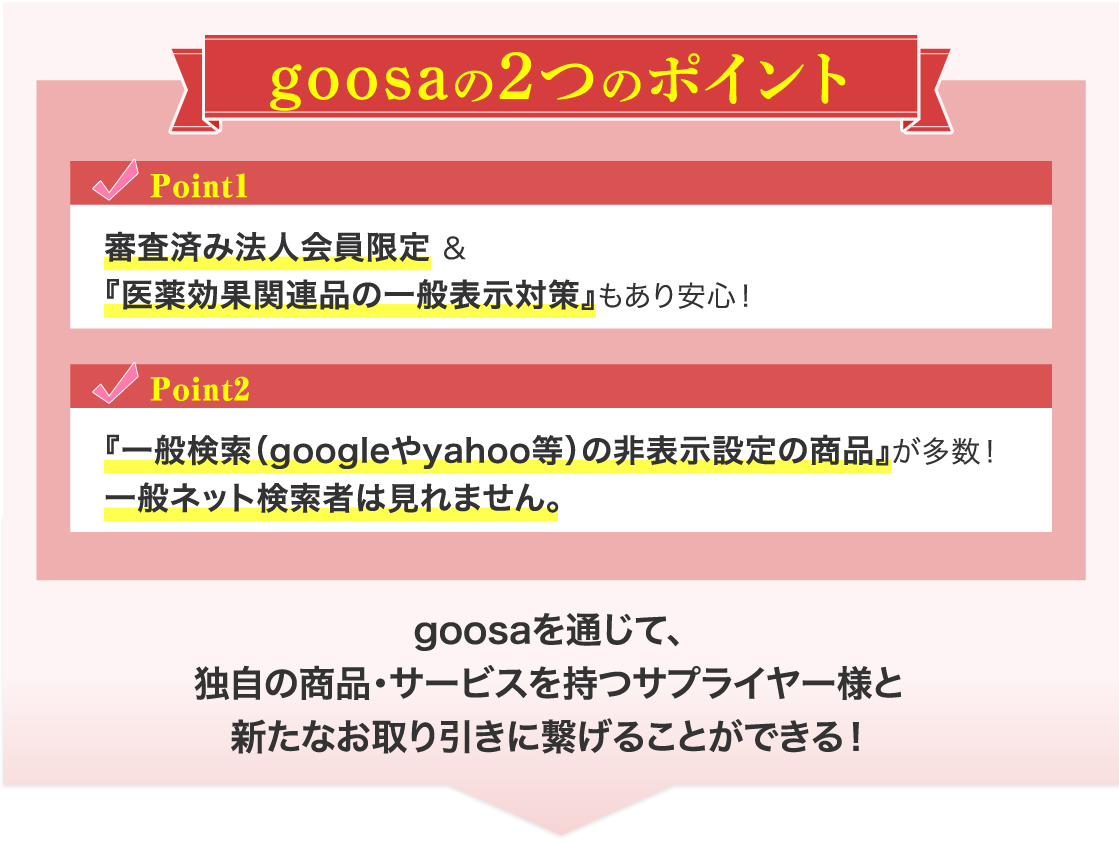 審査済み法人会員限定・一般検索非表示設定の商品が多数